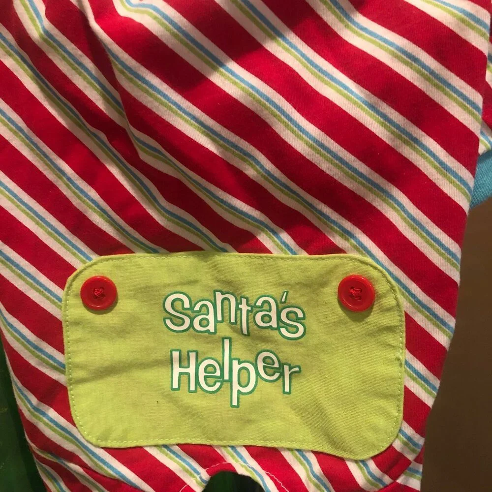 Pet Dog Onesie Sleeper Outfit Clothing Santa's Helper Size Small